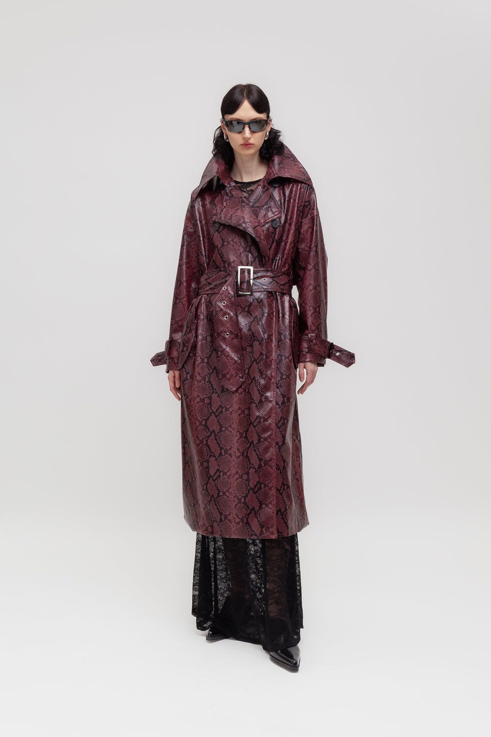 Python maxi trench coat – Weili Zheng
