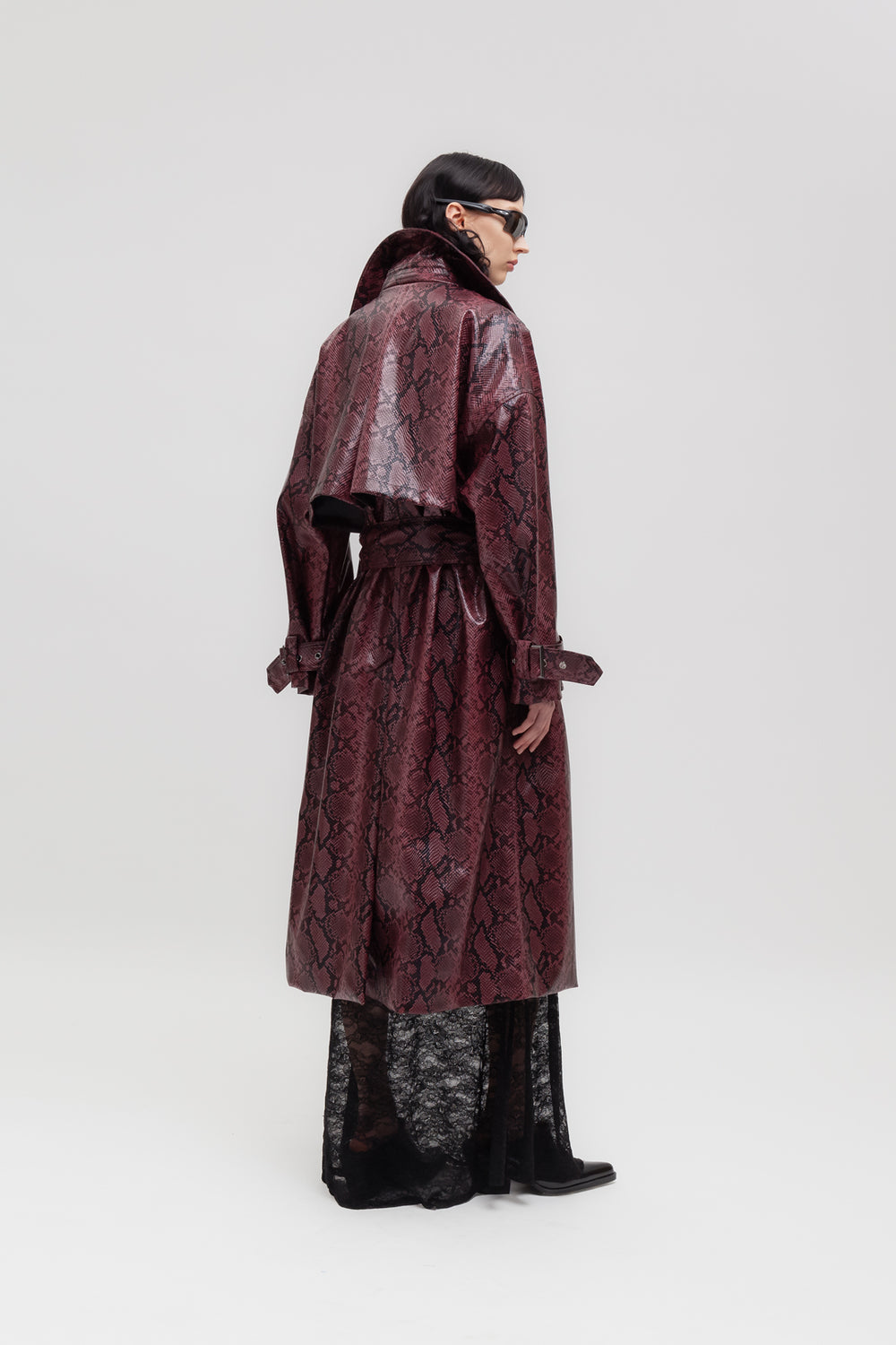 Python maxi trench coat – Weili Zheng