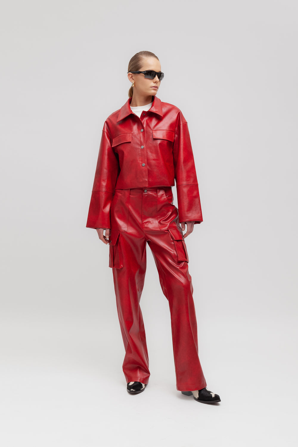 Short faux leather jacket – Weili Zheng