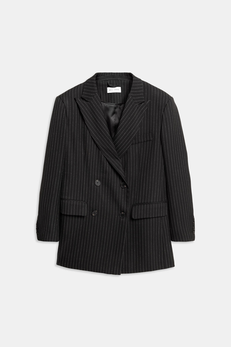 Weili zheng Blazer gessato con spalle imbottite