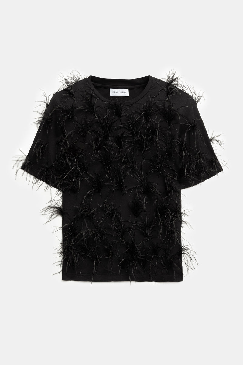 Weili zheng T-shirt con piume