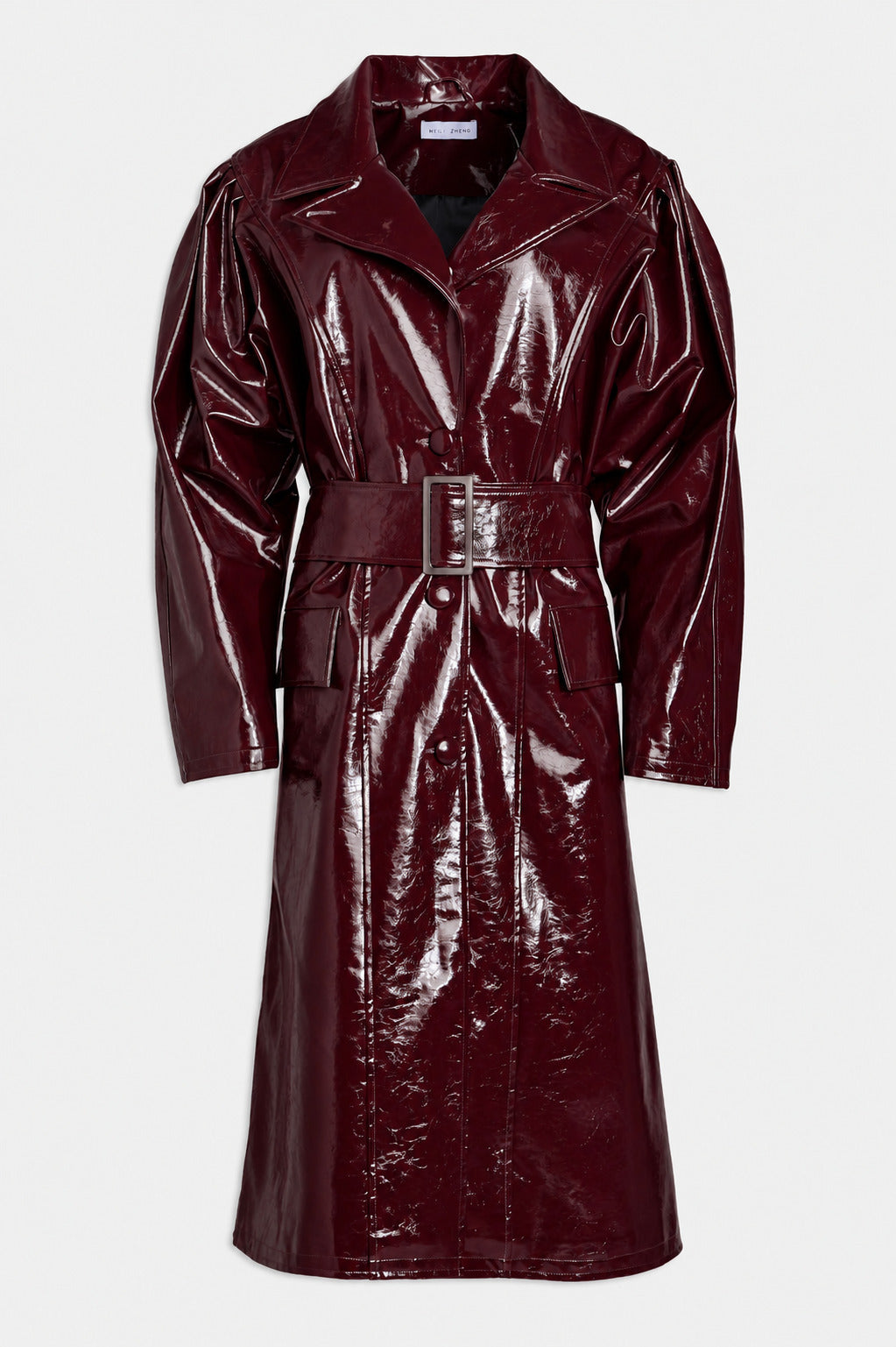 Langer Vinyl-Trenchcoat