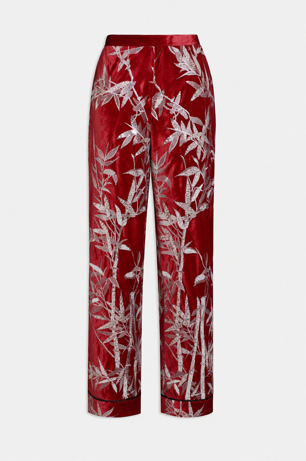 Bestickte Pyjamahose aus Samt