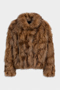 SHORT FAUX FUR COAT WITH WIDE LAPELS Brown fox