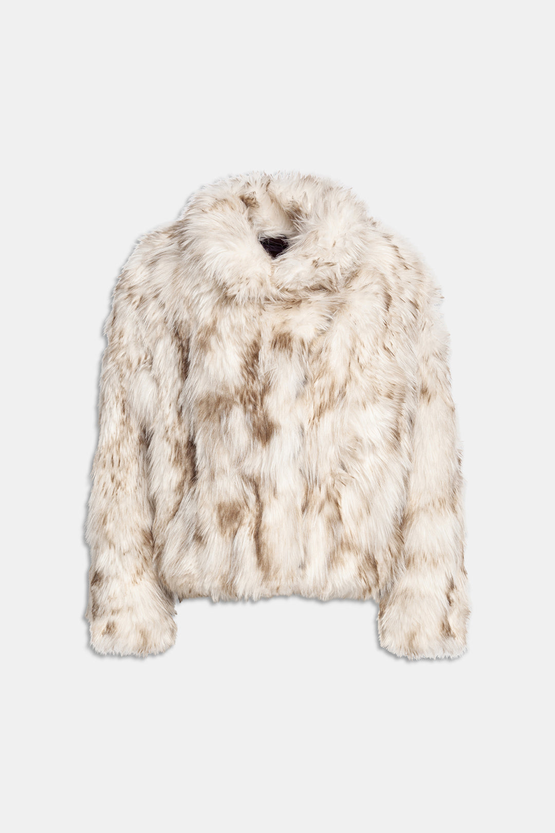 SHORT FAUX FUR COAT WITH WIDE LAPELS White fox