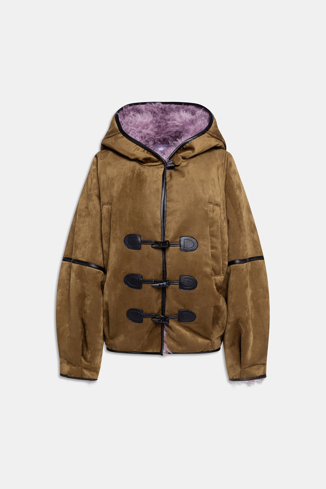 DARK BROWN FAUX SHEARLING BOMBER JACKET
