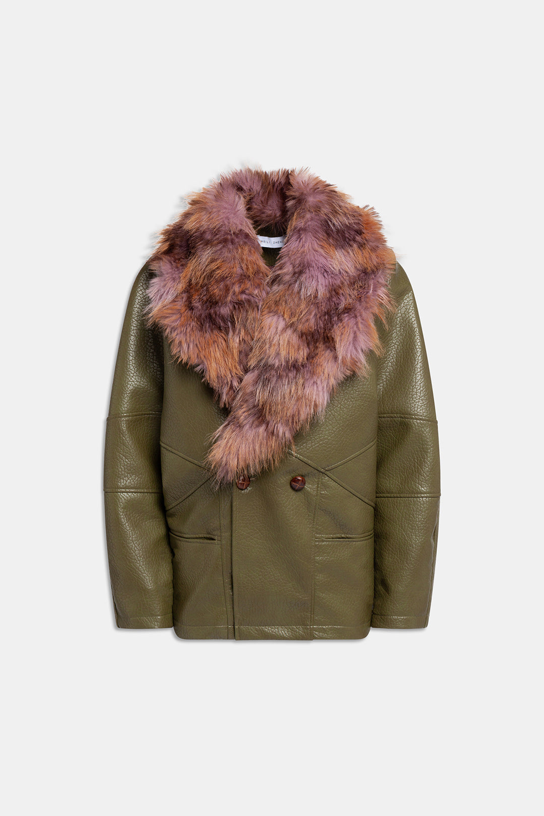 FAUX FUR COLLAR JACKET Military green