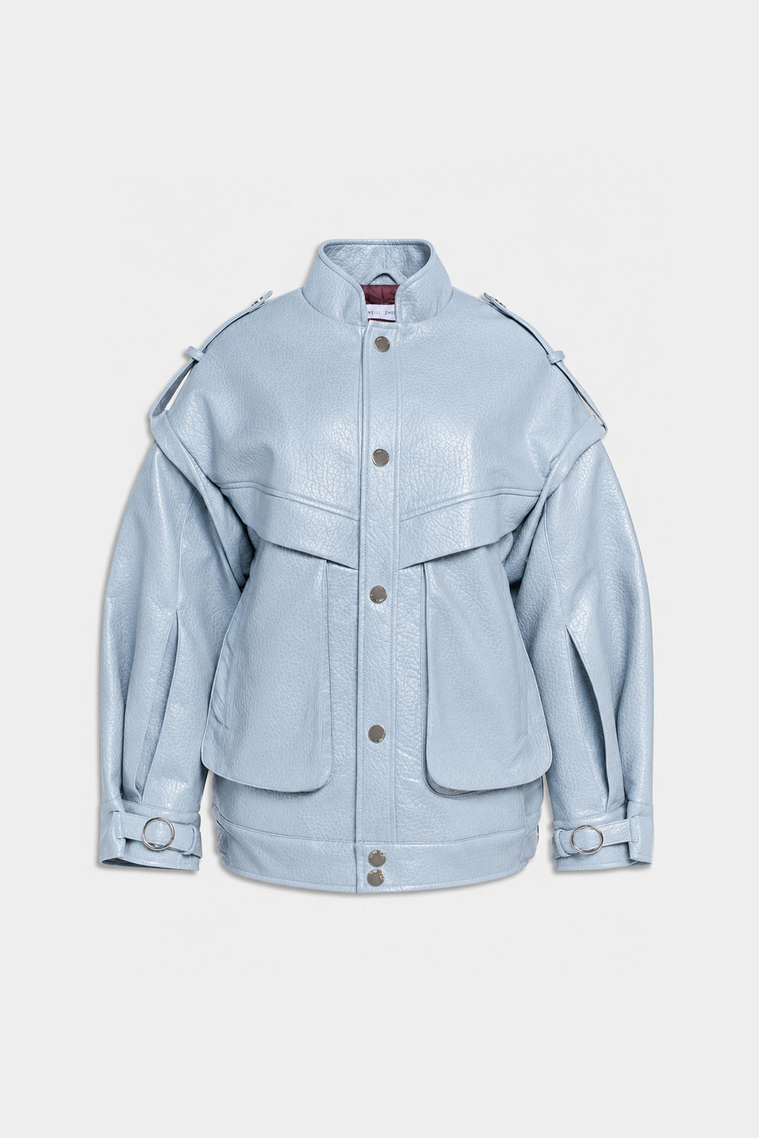 HAMMERED FAUX LEATHER JACKET Dusty blue
