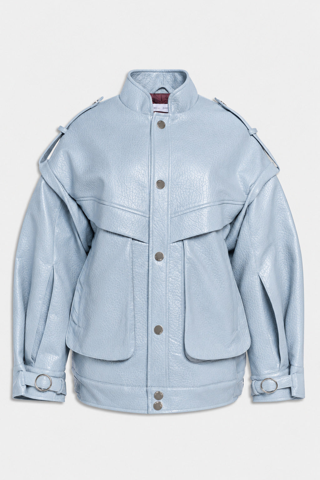 JACKE AUS GEHÄMMERTEM KUNSTLEDER Dusty blue