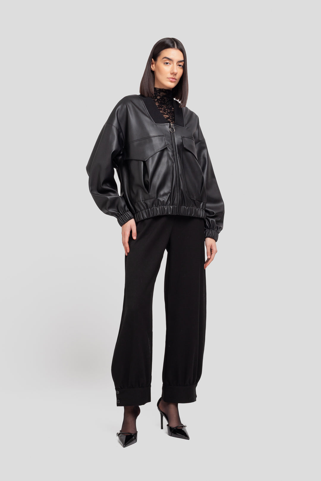 NAPPA-BOMBERJACKE MIT STICKEREI Schwarz