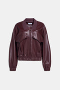 BOMBER IN NAPPA CON RICAMO Wine red