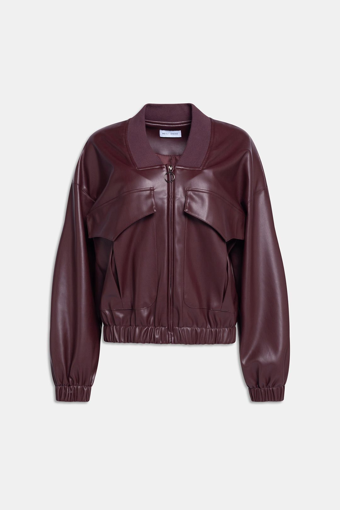 NAPPA LEATHER BOMBER JACKET WITH EMBROIDERY Wine red