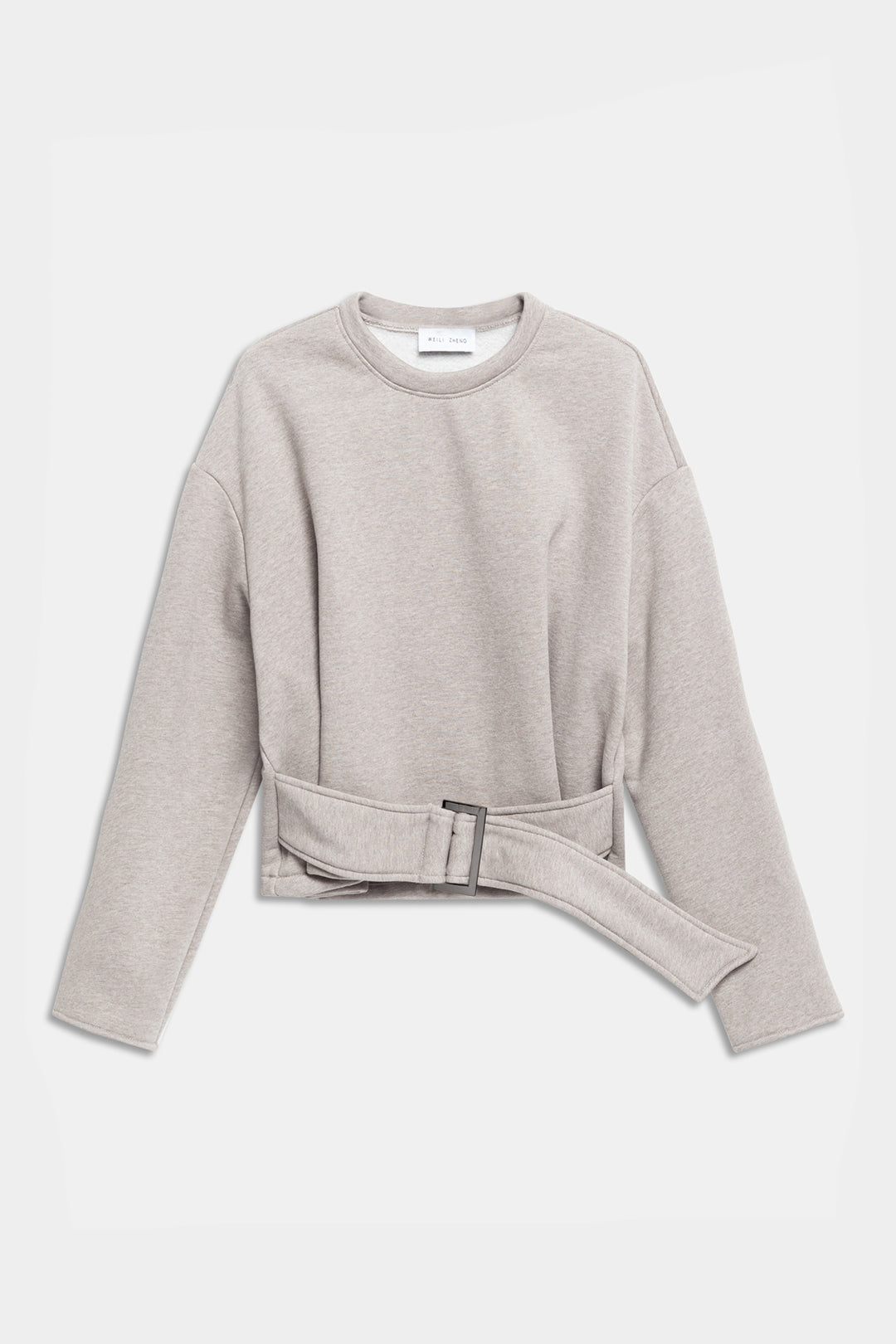 CROP SWEATSHIRT WITH BELT Grey