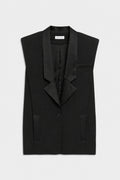 MAXI GILET IN GABARDINA Black