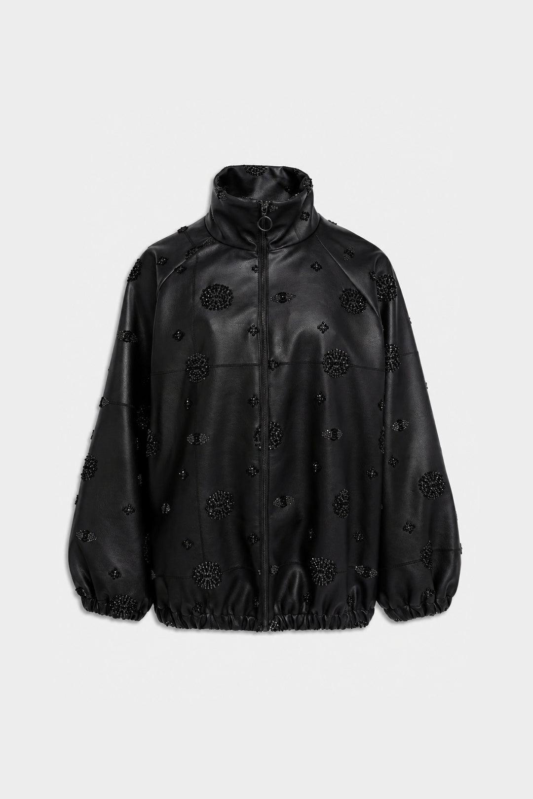 FAUX LEATHER BOMBER JACKET Black