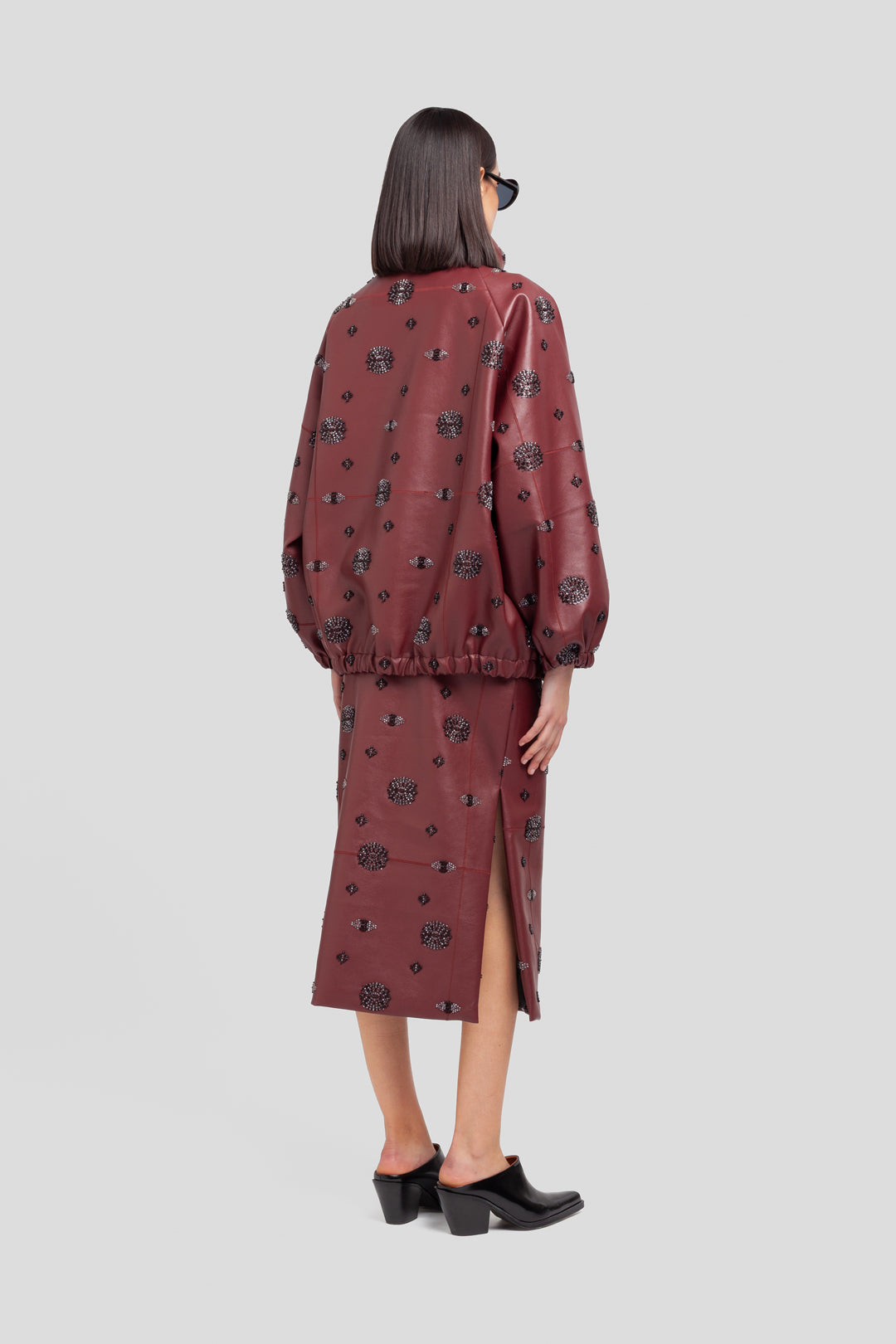BOMBER IN ECOPELLE LAVORATA Wine red