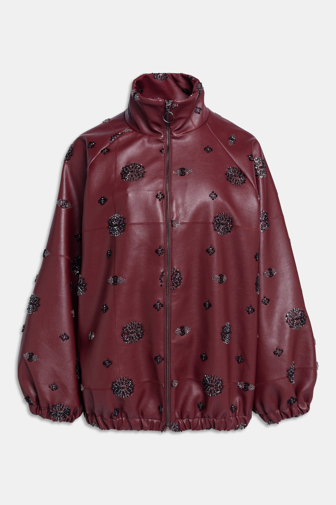 BOMBER IN ECOPELLE LAVORATA Wine red