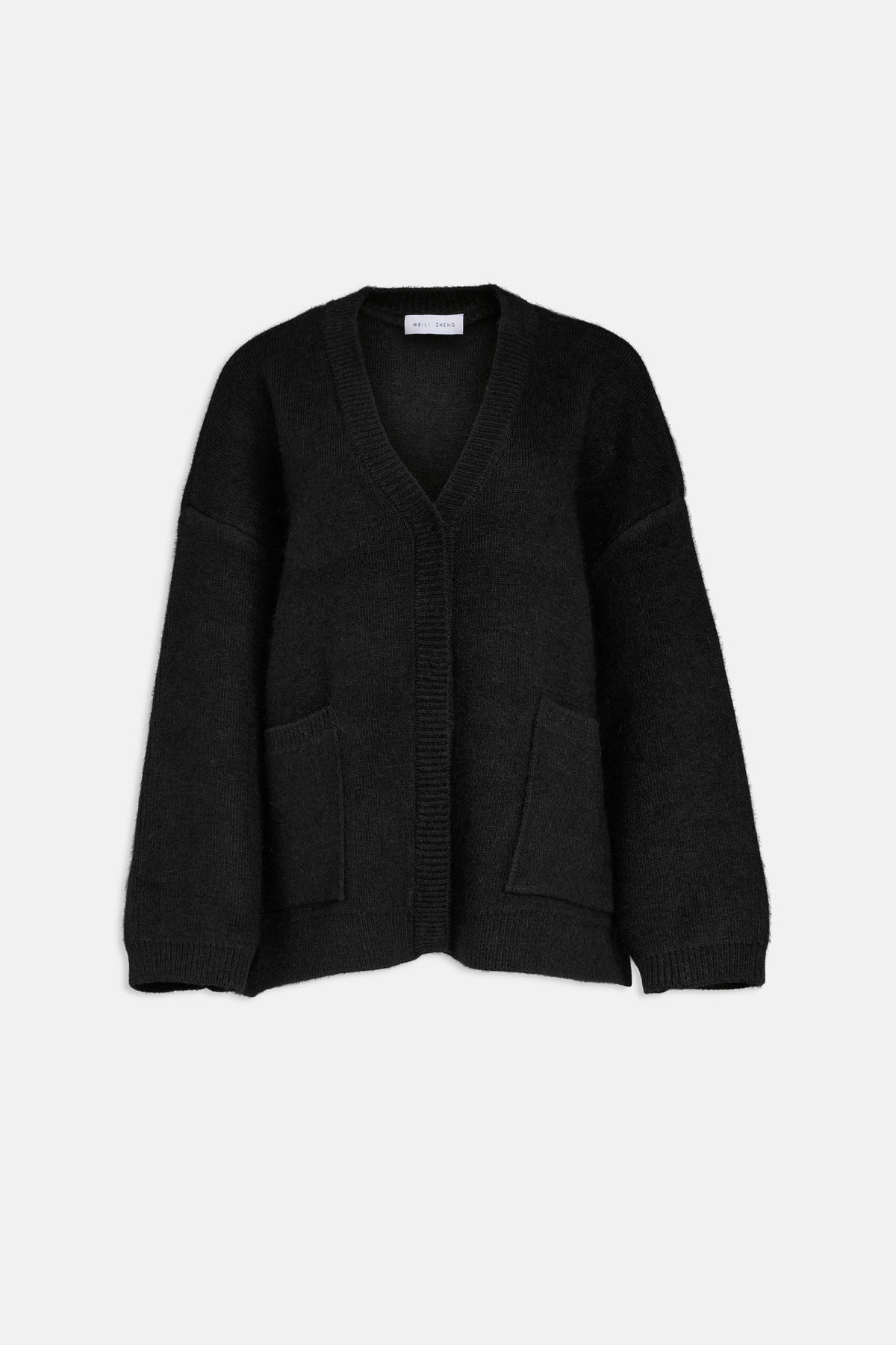 MAXI CARDIGAN SCOLLO A V Black