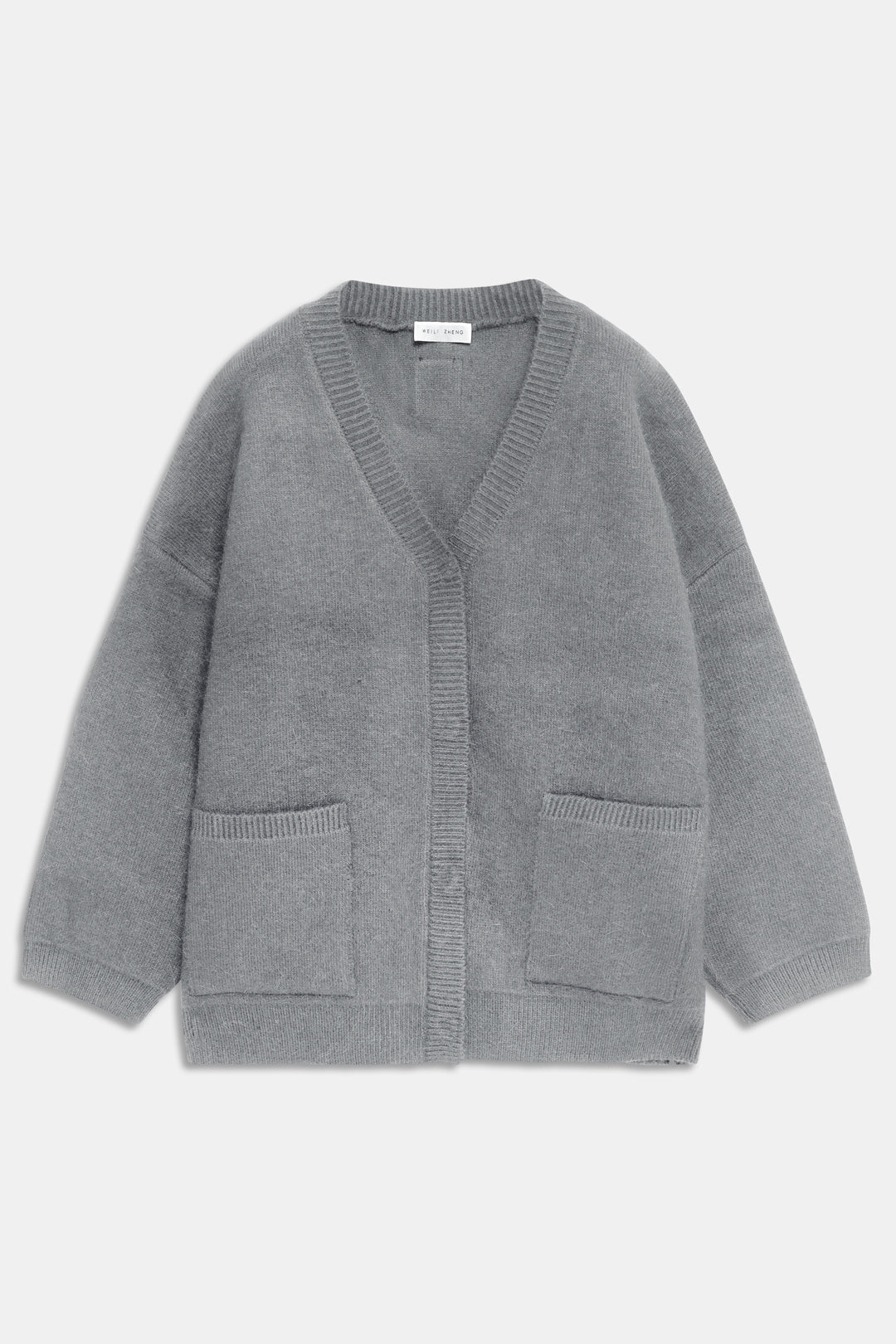 MAXI-CARDIGAN MIT V-AUSSCHNITT Grau
