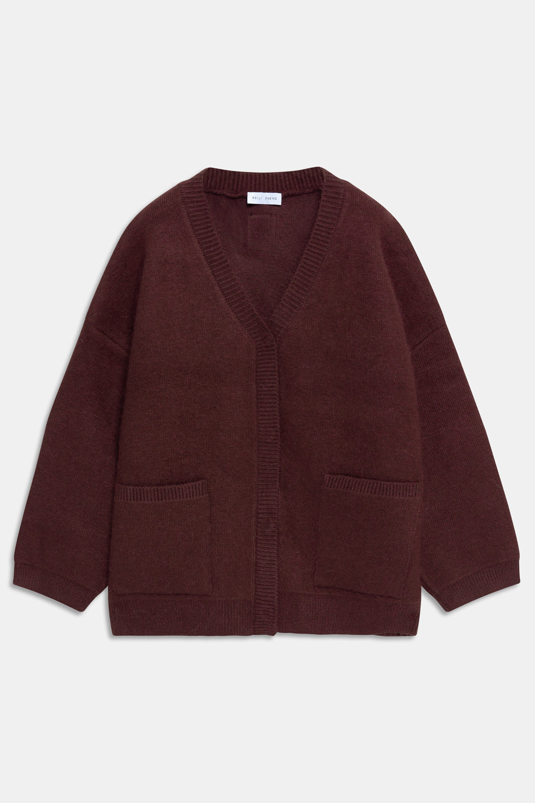 MAXI-CARDIGAN MIT V-AUSSCHNITT Weinrot