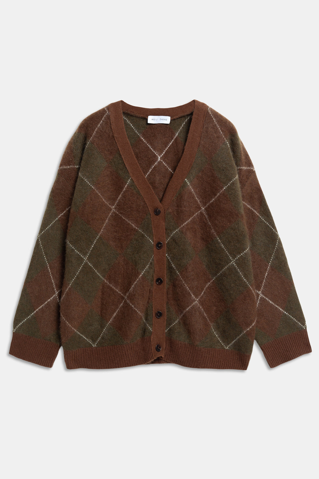 MAXI CARDIGAN A ROMBI Argyle green