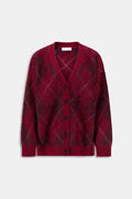 MAXI CARDIGAN A ROMBI Argyle wine