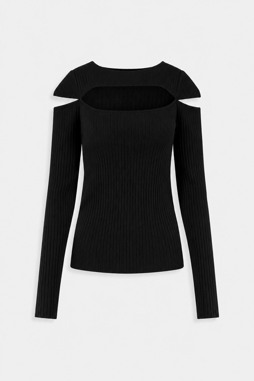 RIBBED TOP WITH CUT-OUTS Black