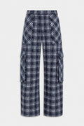 HOSE MIT TARTAN-MUSTER, kleines graues Karo