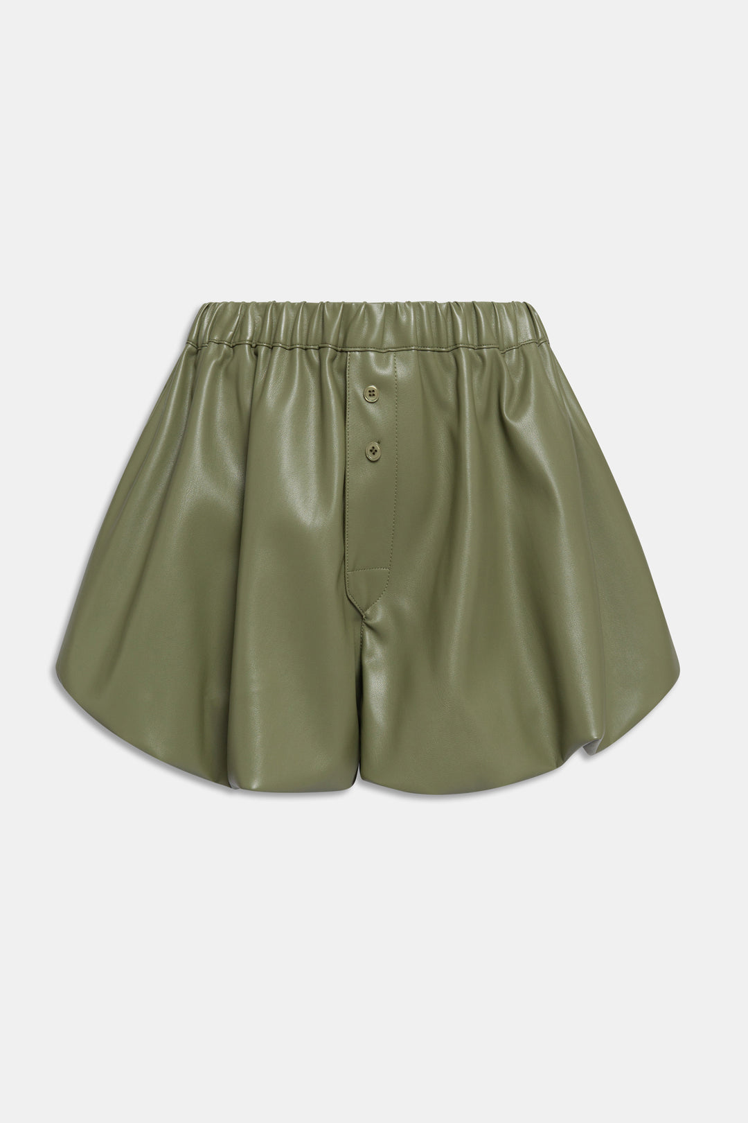 MOSS GREEN NAPPA LEATHER BALLOON SHORTS