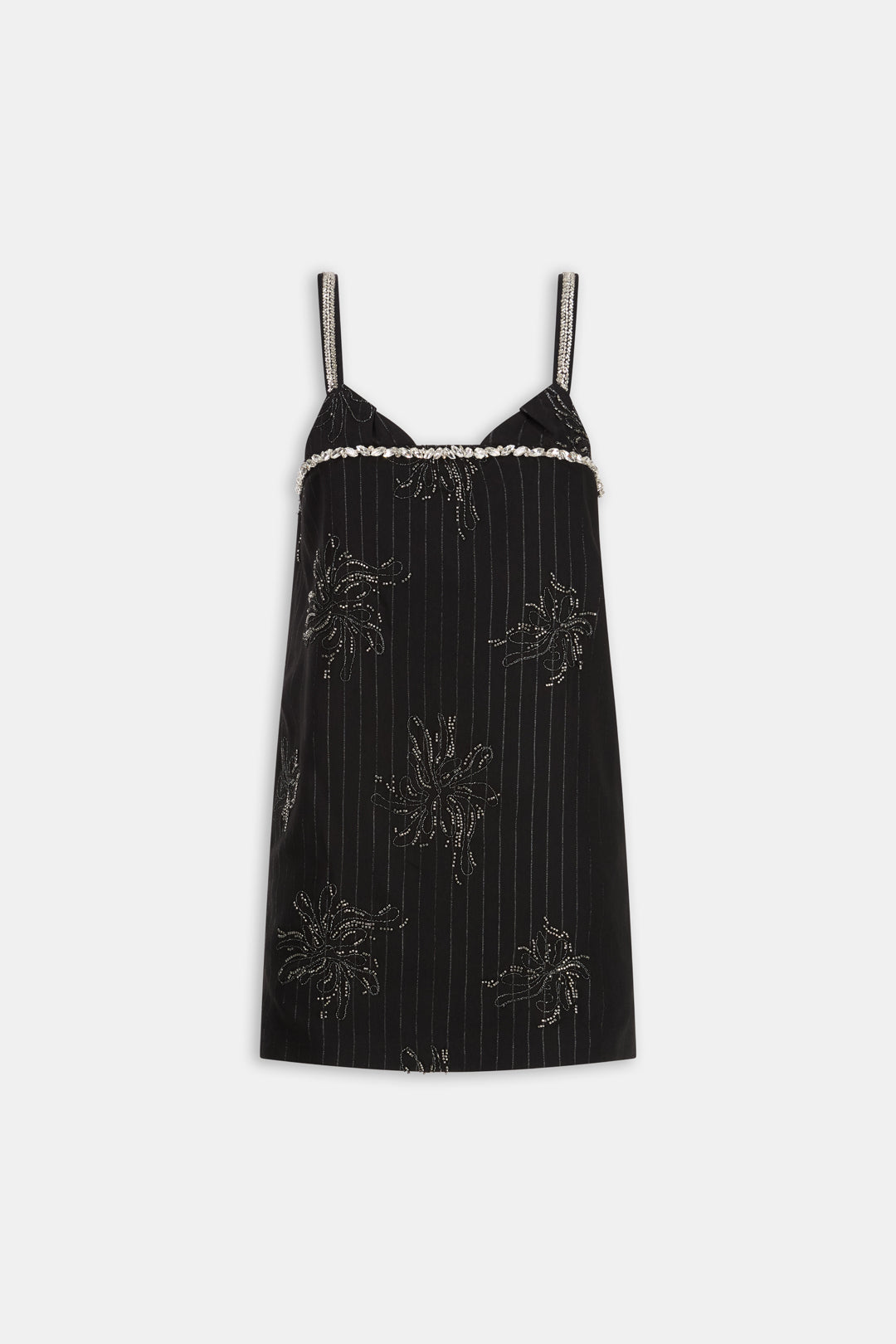 MINIKLEID AUS GESTREIFTEM GABARDINE MIT STICKEREIEN
