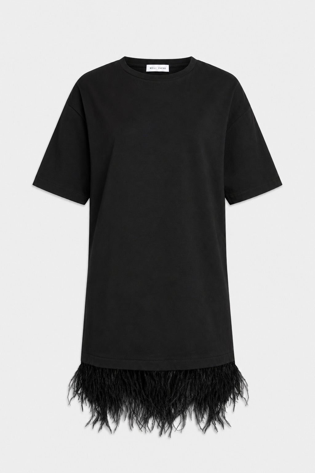 T-SHIRT-MINIKLEID MIT FEDERN