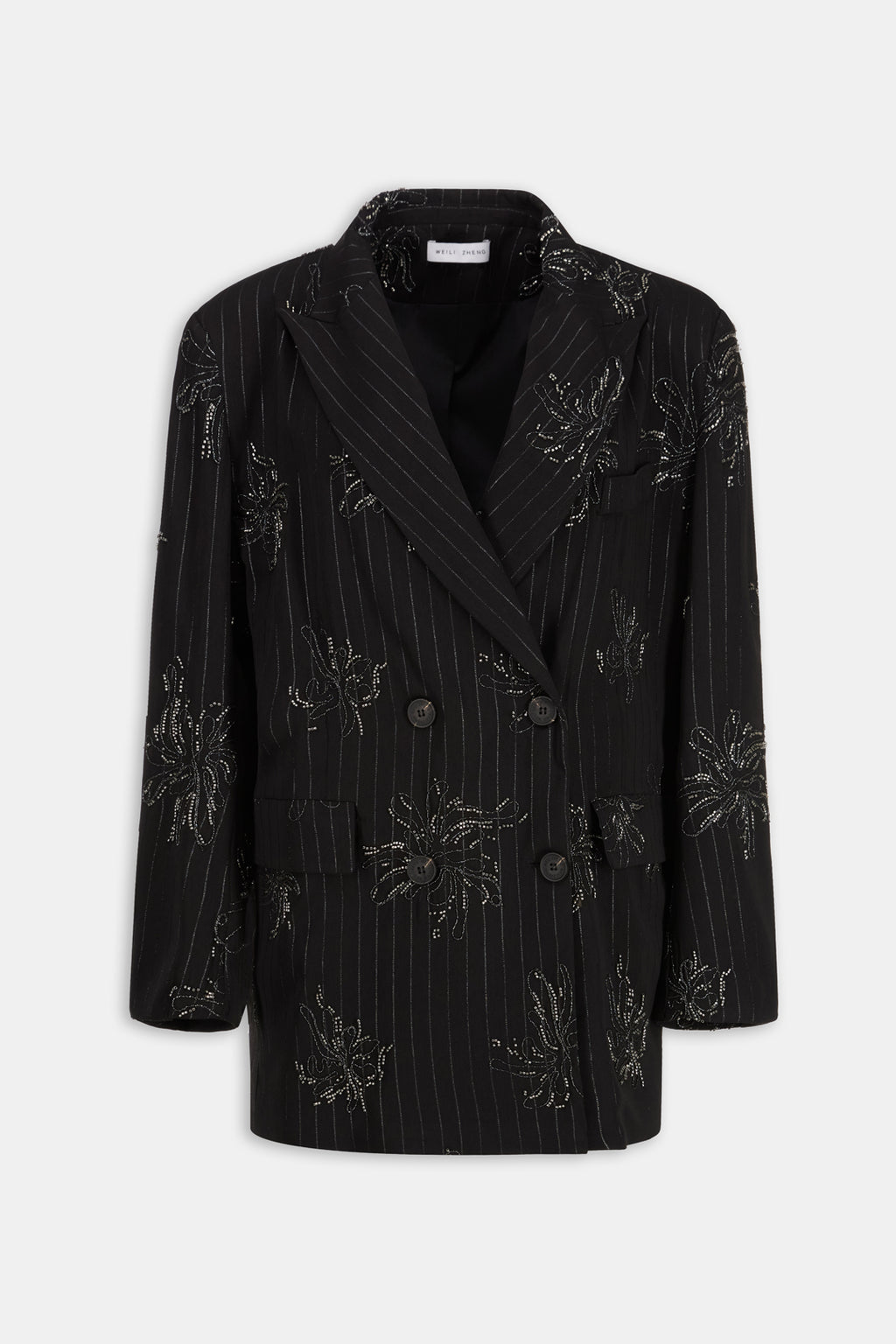 STRIPED GABARDINE JACKET WITH EMBROIDERY